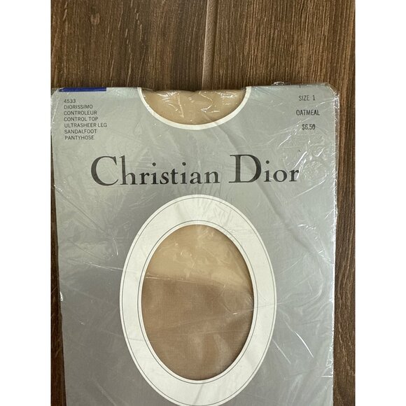 Vintage Christian Dior size 1 Oatmeal #4533 Control Top Pantyhose - Picture 2 of 3
